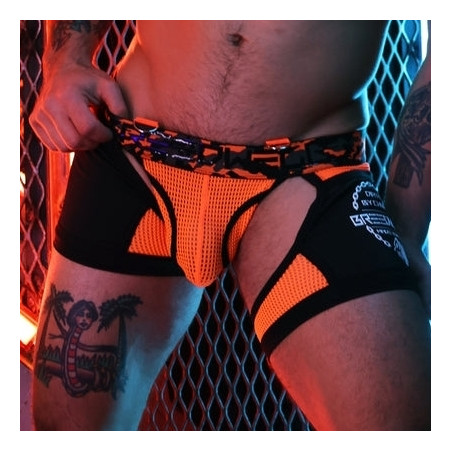 Boxer Bottomless NEO CAMO Noir-Orange Neon