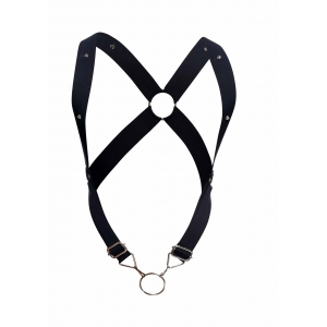 Harnais élastique et Cockring CROSSBACK Dngeon Noir