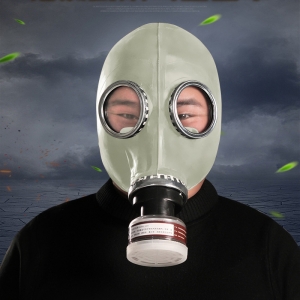 Masque à gaz BDSM en caoutchouc avec Filtre BREATH GAME Gris
