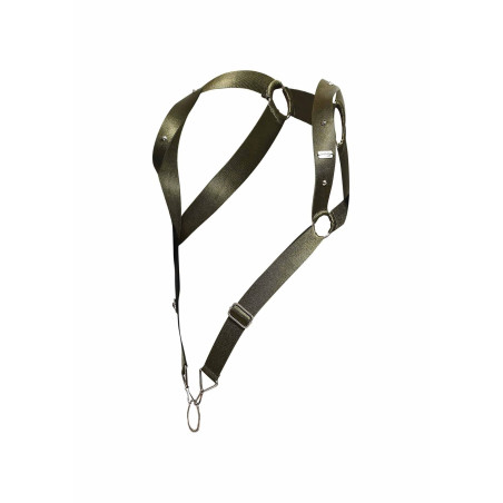 Harnais élastique et Cockring STRAIGHT BACK Vert Kaki