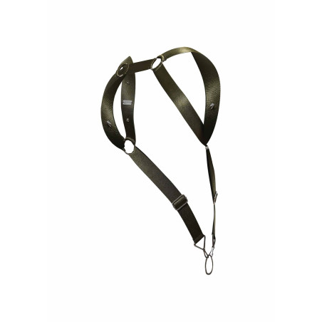 Harnais élastique et Cockring STRAIGHT BACK Vert Kaki