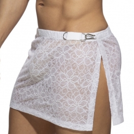 Jupe homme en Dentelle FLOWERY LACE Blanche