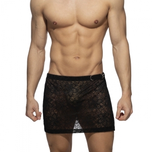 Jupe homme en dentelle FLOWERY LACE Noire