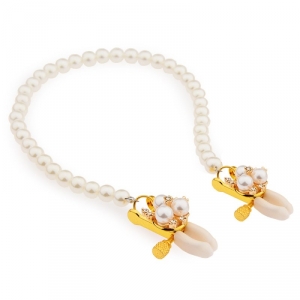 Pinces à tétons Fleur et Perles Blanches PEARLIES 38cm