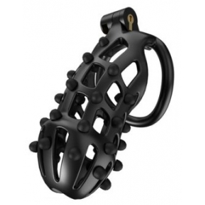 Cage de chasteté POINT UP XXL Noire de 12 x 4 cm