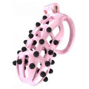 Cage de chasteté POINT UP XXL Rose de 12 x 4 cm