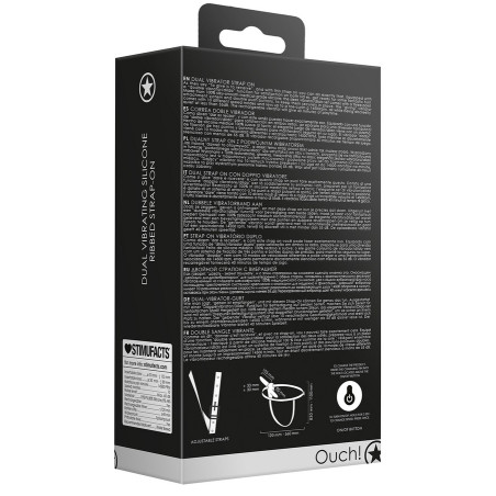 Gode ceinture double Vibrant DUAL VIBRATING Ouch! 15 x 3.3cm Noir