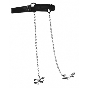 Bâillon Os avec Pinces pour les tétons NIPPLE GAG de Ouch!