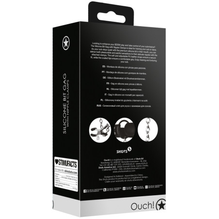 Bâillon Os avec Pinces pour les tétons NIPPLE GAG de Ouch!