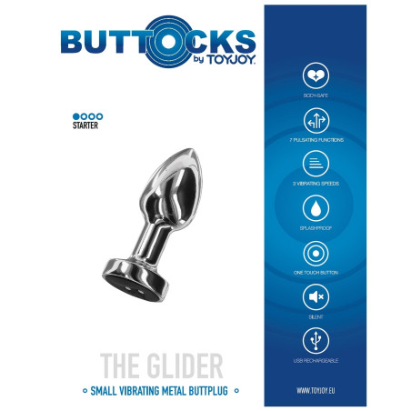 Plug vibrant en métal THE GLIDER S de Buttocks
