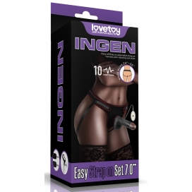 Gode Ceinture Vibrant EASY STRAP-ON 12 x 3.7 cm Marron Noir 2