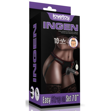 Gode Ceinture Vibrant EASY STRAP-ON 12 x 3.7 cm Marron Noir