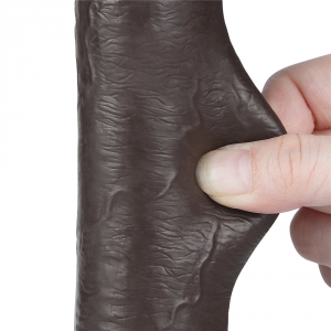 Gode Réaliste avec Bourses SLIDING SKIN 17 x 3.5cm Noir Lovetoy