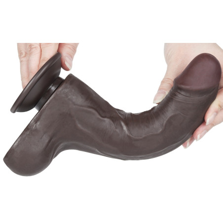 Gode réaliste avec bourses SLIDING SKIN Noir 16 cm