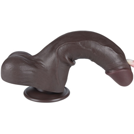 Gode réaliste avec bourses SLIDING SKIN Noir 16 cm