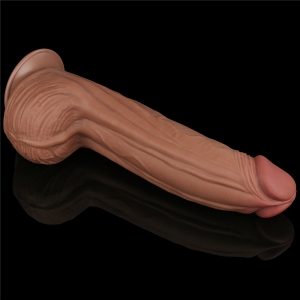 Gode Réaliste avec Bourses SLIDING SKIN 23 x 6cm Marron Lovetoy