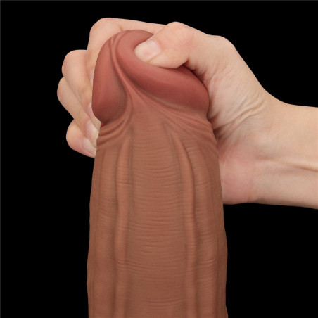Gode Réaliste avec Bourses SLIDING SKIN 23 x 6cm Marron Lovetoy