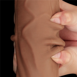 Gode Réaliste avec Bourses SLIDING SKIN 23 x 6cm Marron Lovetoy