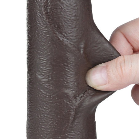 Gode Réaliste avec Bourses SLIDING SKIN 17 x 4cm Noir Lovetoy