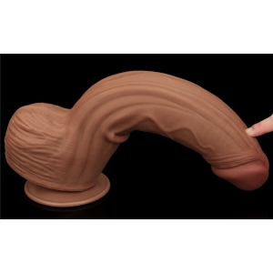 Gode Réaliste avec Bourses SLIDING SKIN 23 x 6cm Marron Lovetoy
