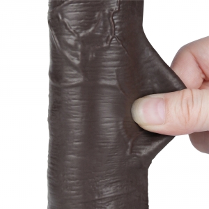 Gode Réaliste avec Bourses SLIDING SKIN 15 x 4.5cm Noir Lovetoy