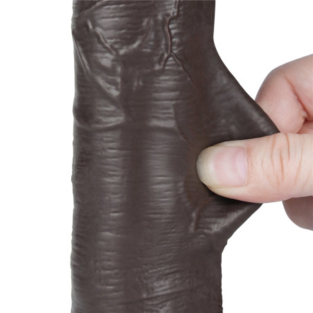 Gode Réaliste avec Bourses SLIDING SKIN 15 x 4.5cm Noir Lovetoy