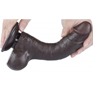 Gode réaliste avec Bourses SLIDING SKIN Noir 14.5 cm