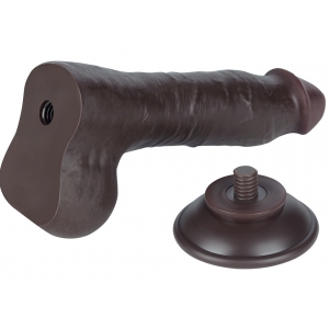 Gode réaliste avec Bourses SLIDING SKIN Noir 14.5 cm