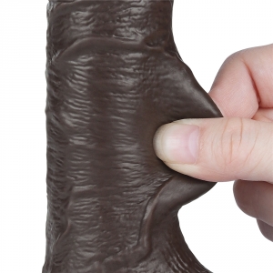 Gode réaliste noir avec bourses SLIDING SKIN de Lovetoy