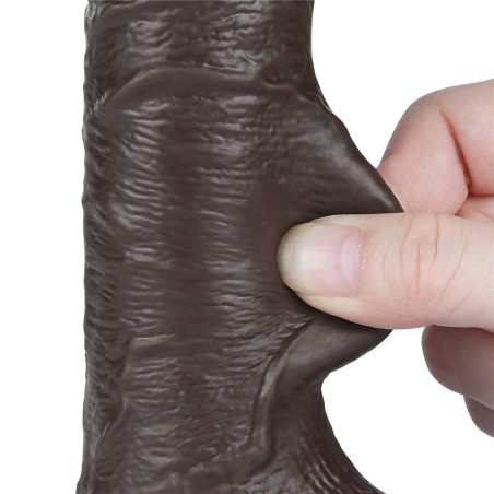 Gode réaliste noir avec bourses SLIDING SKIN de Lovetoy