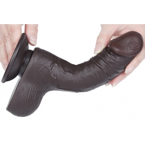 Gode réaliste noir avec bourses SLIDING SKIN de Lovetoy