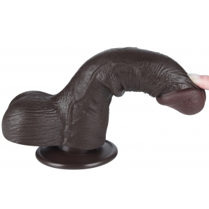 Gode réaliste noir avec bourses SLIDING SKIN de Lovetoy