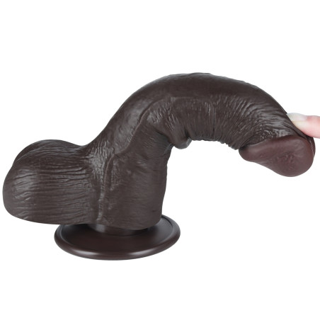Gode réaliste noir avec bourses SLIDING SKIN de Lovetoy