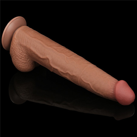 Gode Réaliste avec Bourses SLIDING SKIN 26 x 6cm Marron Lovetoy