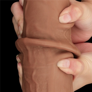 Gode Réaliste avec Bourses SLIDING SKIN 26 x 6cm Marron Lovetoy