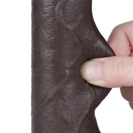 Gode réaliste avec Bourses SLIDING SKIN Noir 12 cm