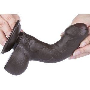 Gode réaliste avec Bourses SLIDING SKIN Noir 12 cm
