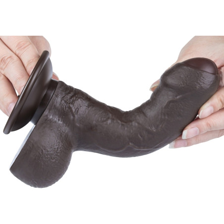 Gode réaliste avec Bourses SLIDING SKIN Noir 12 cm