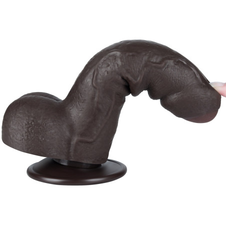 Gode réaliste avec Bourses SLIDING SKIN Noir 12 cm