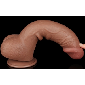 Gode Réaliste avec Bourses SLIDING SKIN 18 x 4.7cm Marron Lovetoy
