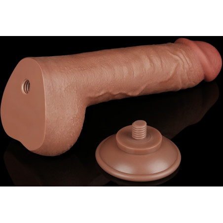 Gode Réaliste avec Bourses SLIDING SKIN 18 x 4.7cm Marron Lovetoy