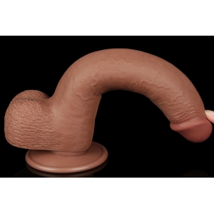 Gode Réaliste avec Bourses SLIDING SKIN 17 x 3.5cm Marron Lovetoy