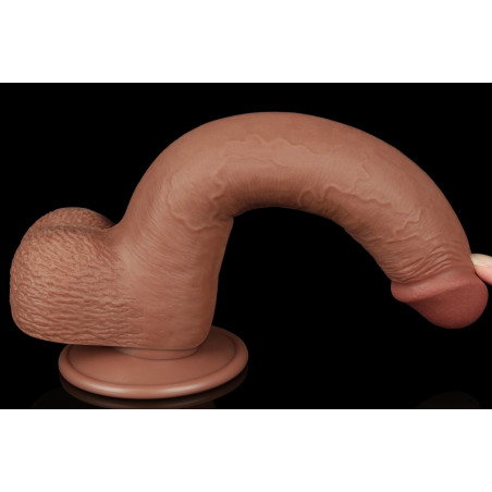 Gode Réaliste avec Bourses SLIDING SKIN 17 x 3.5cm Marron Lovetoy