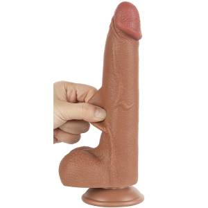 Gode Réaliste avec Bourses SLIDING SKIN 17 x 4cm Marron Lovetoy