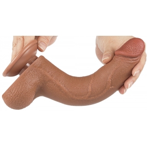 Gode Réaliste avec Bourses SLIDING SKIN 17 x 4cm Marron Lovetoy