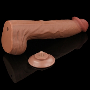 Gode Réaliste XL avec Bourses SLIDING SKIN 27 x 6.5cm Marron Lovetoy