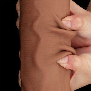 Gode Réaliste XL avec Bourses SLIDING SKIN 27 x 6.5cm Marron Lovetoy