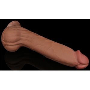 Gode Réaliste XL avec Bourses SLIDING SKIN 27 x 6.5cm Marron Lovetoy