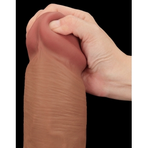 Gode Réaliste XL avec Bourses SLIDING SKIN 27 x 6.5cm Marron Lovetoy
