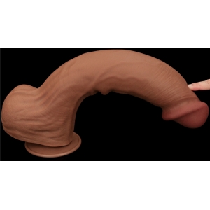 Gode Réaliste XL avec Bourses SLIDING SKIN 27 x 6.5cm Marron Lovetoy